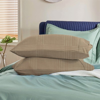 BSB HOME Microfiber Pillows Cover(Pack of 2, 45 cm*71 cm, Beige)