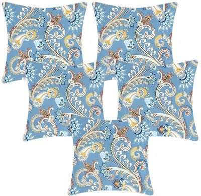 AAKRITI Cotton Cushions Cover(40.64 cm*40.64 cm, Pack of 5, Blue)