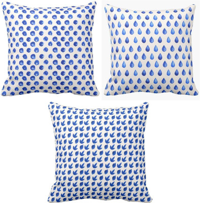 TheYaYaCafe Cotton Cushions Cover(40 cm*40 cm, Pack of 3, Blue)