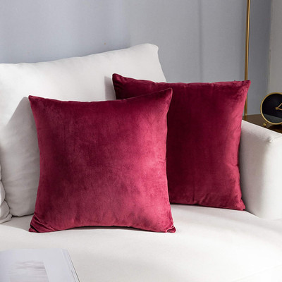 RRcrafts Velvet Cushions Cover(50.8 cm*50.8 cm, Pack of 2, Maroon)