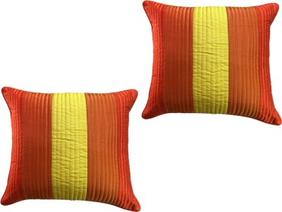 FabLinen Striped Cushions Cover(Pack of 2, 60 cm*60 cm, Orange)