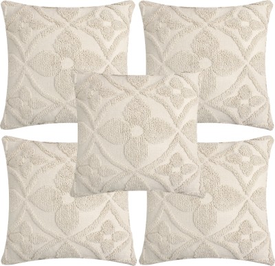 AMITRA Cotton Cushions Cover(Pack of 5, 46 cm*46 cm, Ivory)