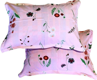 SUBHO Cotton Pillows Cover(Pack of 2, 46 cm*64 cm, Pink)