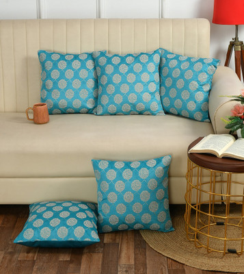 YW Yahwey Velvet Cushions Cover(40.64 cm*40.64 cm, Pack of 5, Blue)