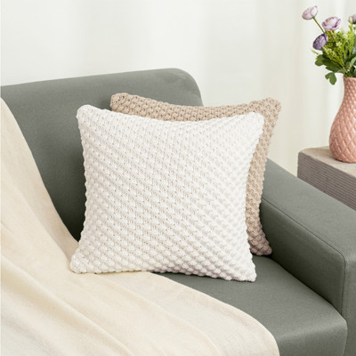 haus & kinder Cotton Cushions Cover(40 cm*40 cm, Ivory)