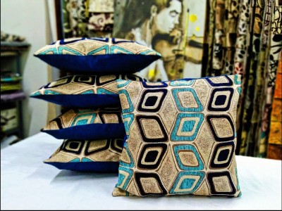 Real Desi Ravishing and Attractive Geometric Cushions Cover(Pack of 5, 40 cm*40 cm, Blue)