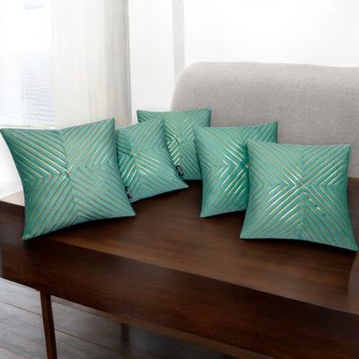 Zikrak Velvet Cushions Cover(40 cm*40 cm, Pack of 5, Green)