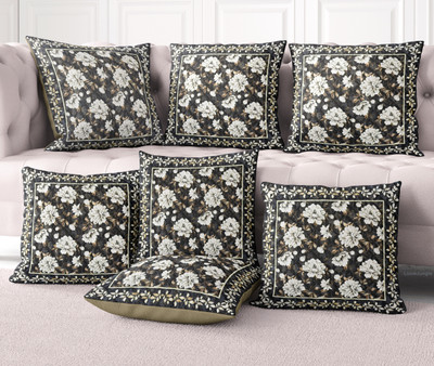 LoomJungle Polycotton Cushions Cover(40 cm*40 cm, Pack of 7, Brown)