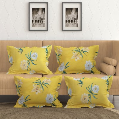 BEDORISM Cotton Pillows Cover(Pack of 4, 46 cm*72 cm, Yellow)