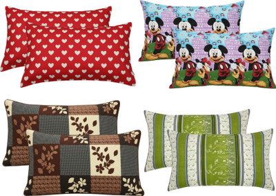 P.Rtrend Cotton Pillows Cover(68.58 cm*43.18 cm, Pack of 8, Red, Blue, Brown, Green)