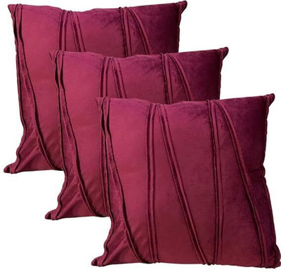 A&A Fabrics Polyester, Velvet Cushions & Pillows Cover(40.64 cm*40.64 cm, Pack of 3, Maroon)