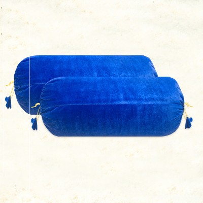 Dulhan Velvet Bolsters Cover(Pack of 2, 40 cm*80 cm, Dark Blue)