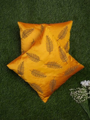 Alina decor Embroidered Cushions Cover(Pack of 2, 40 cm*40 cm, Yellow)