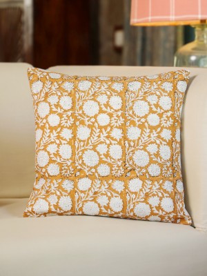 Sanskrutihomes Floral Cushions Cover(40.64 cm*40.64 cm, White)