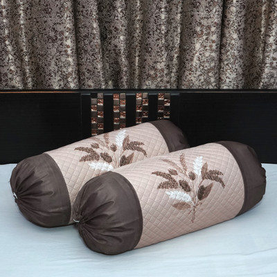 AstralAura Velvet Bolsters Cover(38 cm*76.2 cm, Pack of 2, Beige)
