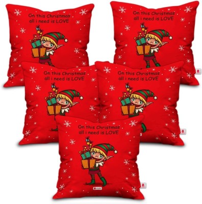 Indigifts Satin Cushions Cover(Pack of 5, 30 cm*30 cm, Red)