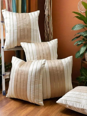 MS Enterprises Polyester Cushions Cover(Pack of 5, 40 cm*40 cm, White, Beige)