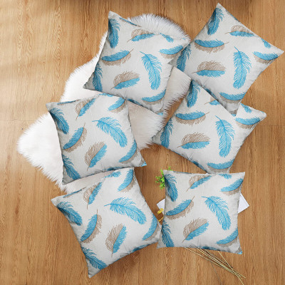 Hims Polyester Cushions Cover(55 cm*55 cm, Pack of 6, Blue)