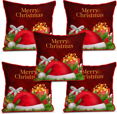Anil Enterprises Jute Cushions Cover(30 cm*30 cm, Pack of 5, Red)