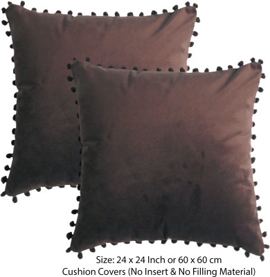 Sugarchic Plain Cushions Cover(Pack of 2, 60 cm*60 cm, Brown, Black)