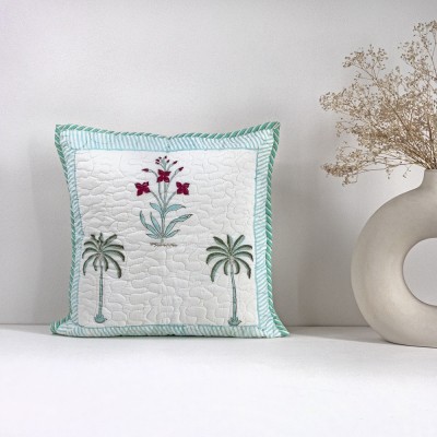HOMEMONDE Floral Cushions Cover(40 cm*40 cm, Green)