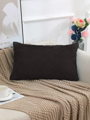 Catchyx Cart Fur Cushion Rectangle Sofa Pillow Microfibre Solid Cushion Pack of 1(Black)