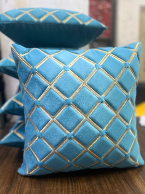 Fazar Creations Velvet Cushions Cover(40 cm*40 cm, Pack of 5, Blue)