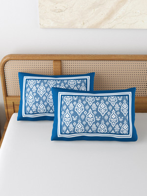 Blocks Of India Cotton Pillows Cover(42 cm*68 cm, Pack of 2, Blue)