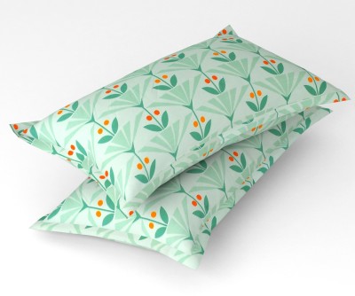 BSB HOME Cotton Pillows Cover(Pack of 2, 45 cm*71 cm, Orange, Light Green, Red)