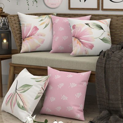 CHHAVI INDIA Microfiber Cushions Cover(Pack of 5, 40 cm*40 cm, Pink)