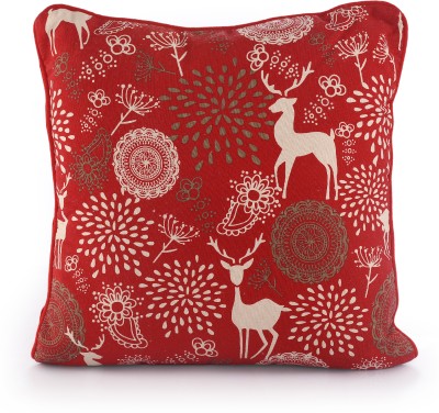 SASHAA WORLD Printed Cushions Cover(45 cm*45 cm, Red)