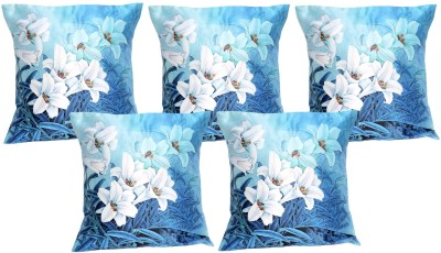 Rudsdecor Floral Cushions Cover(Pack of 5, 40 cm*40 cm, White, Light Blue)