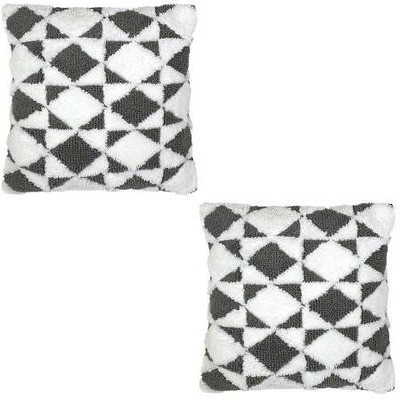 Nipun International Polyester Cushions Cover(40.64 cm*40.64 cm, Pack of 2, Grey, White)