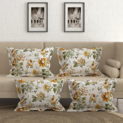 Fashancy Printed Pillows Cover(Pack of 4, 46 cm*72 cm, Beige)