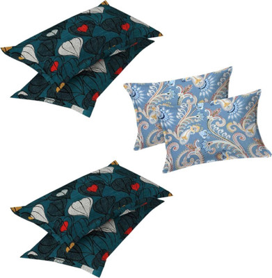 AAKRITI Cotton Pillows Cover(43 cm*69 cm, Pack of 6, Dark Blue, Blue)