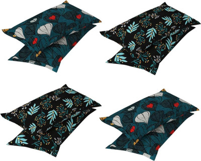 AAKRITI Cotton Pillows Cover(43 cm*69 cm, Pack of 8, Black, Dark Blue)