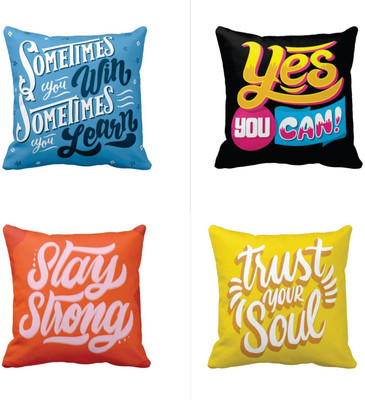 TheYaYaCafe Cotton Cushions Cover(40 cm*40 cm, Pack of 4, Multicolor)