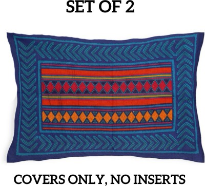 SARVOCH Cotton Pillows Cover(Pack of 2, 44 cm*66 cm, Blue)