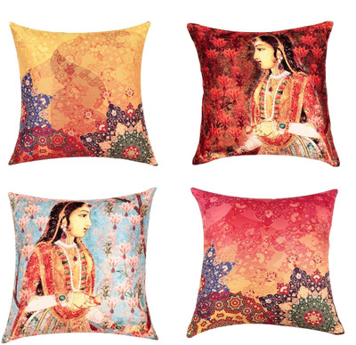 SEJ BY NISHA GUPTA Silk Cushions Cover(Pack of 4, 40 cm*40 cm, Multicolor)