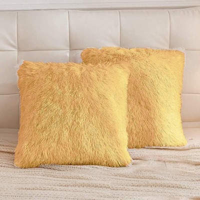 AVS Plain Cushions & Pillows Cover(Pack of 2, 38 cm*38 cm, Gold)