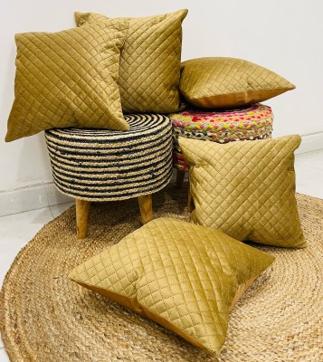WEAVERLY Embroidered Cushions & Pillows Cover(Pack of 5, 40 cm*40 cm, Gold)