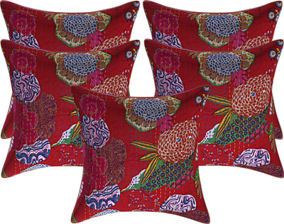 Go Texstylers Cotton Cushions Cover(40.64 cm*40.64 cm, Pack of 5, Multicolor)