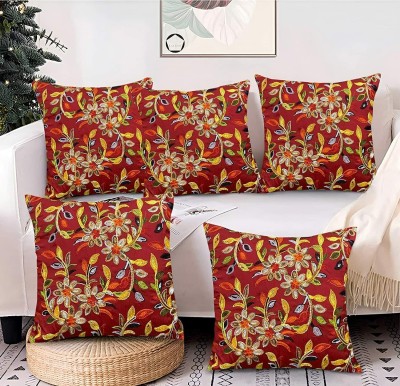 Casanest Cotton Cushions Cover(Pack of 5, 41 cm*41 cm, Maroon)