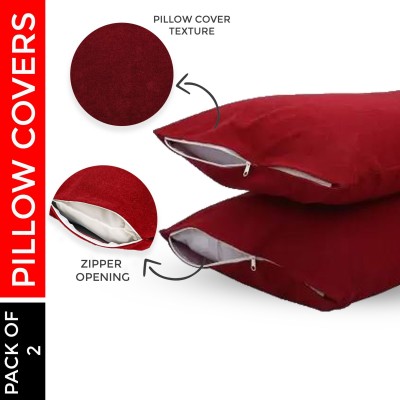 Mattress Protector Plain Pillows Cover(Pack of 2, 46 cm*72 cm, Maroon)