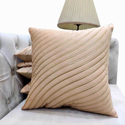 GOOD VIBES Blended Cushions & Pillows Cover(Pack of 5, 40 cm*40 cm, Beige, Gold, Brown)