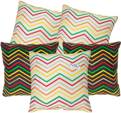 VELORA Silk Cushions & Pillows Cover(40 cm*40 cm, Pack of 5, Black, White, Multicolor)