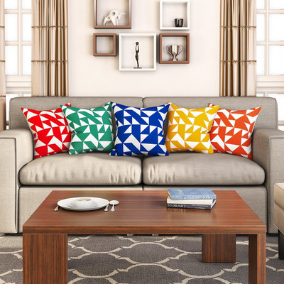 SEJ BY NISHA GUPTA Cotton Cushions Cover(Pack of 5, 40 cm*40 cm, Multicolor)