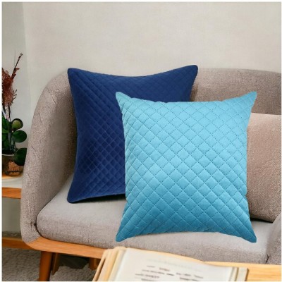 EASTTARDOMM Velvet, Dupion Silk Cushions Cover(Pack of 2, 41 cm*41 cm, Blue, Light Blue)