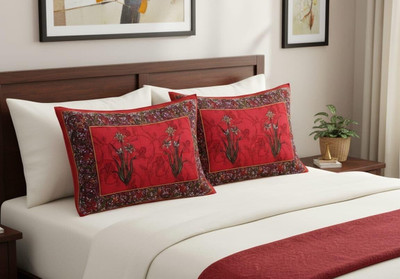 PahalArts Cotton Cushions & Pillows Cover(44 cm*66 cm, Pack of 2, Red)