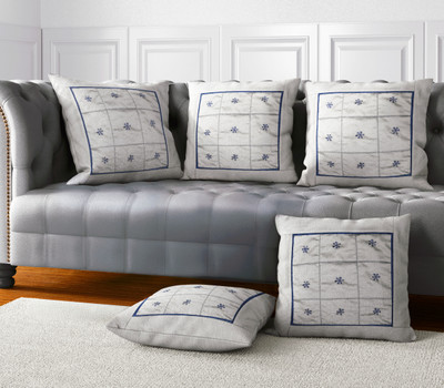 LoomJungle Cotton Cushions Cover(40 cm*40 cm, Pack of 5, Grey)